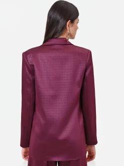 GIACCA MONOPETTO BORDEAUX ROSSO IN RASO JACQUARD