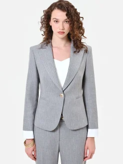 GIACCA MONOPETTO GRIGIO CHIARO GESSATA