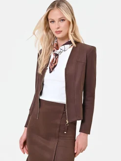 GIACCA MORO MARRONE IN SIMILPELLE CON BASCHINA