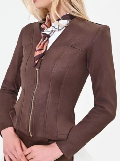 GIACCA MORO MARRONE IN SIMILPELLE CON BASCHINA