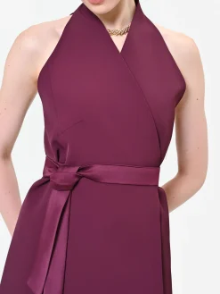 GILET BORDEAUX ROSSO CON CINTURA IN VITA