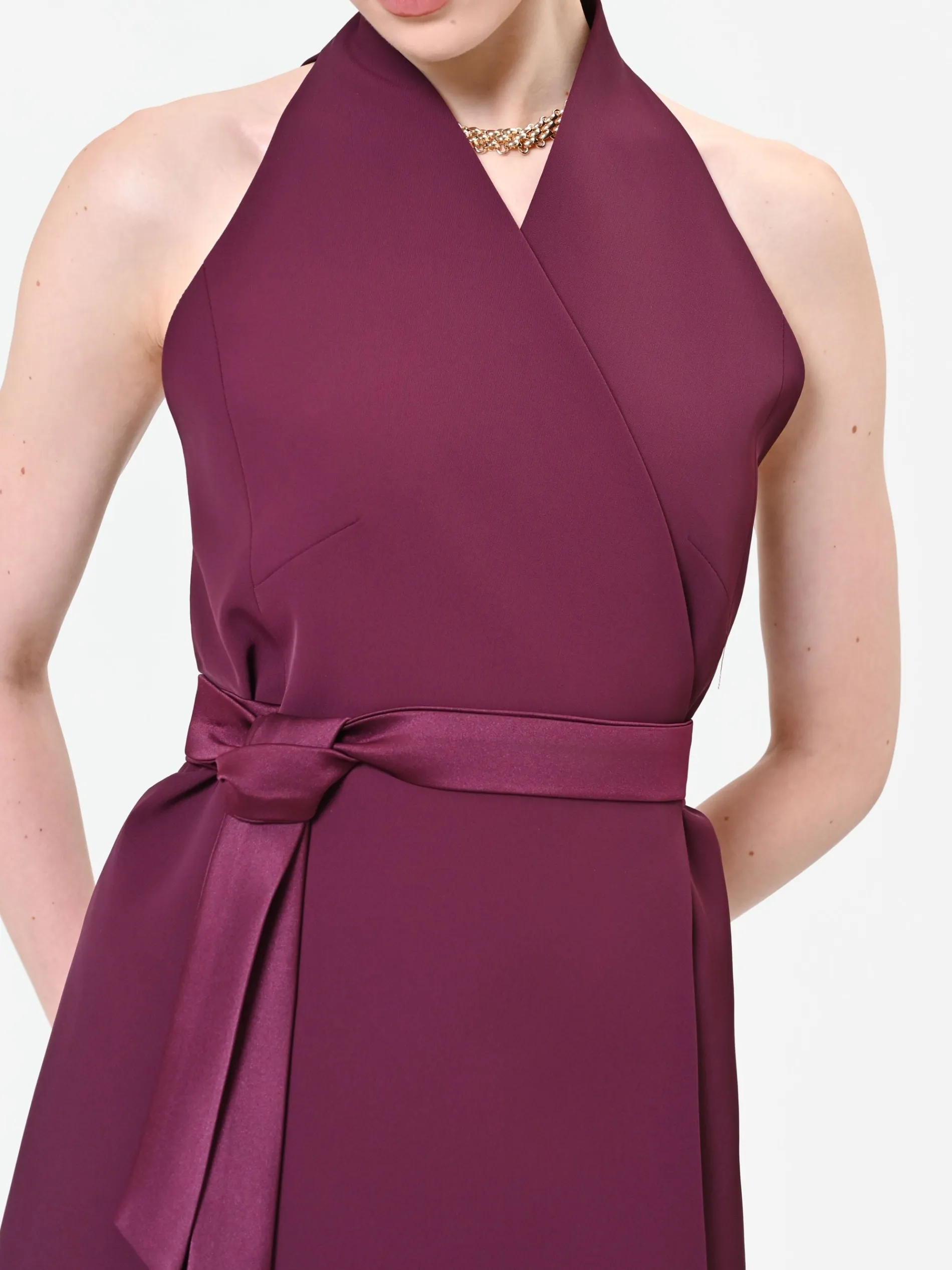 GILET BORDEAUX ROSSO CON CINTURA IN VITA
