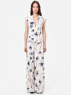 GILET CON STAMPA FLOREALE BLU NAVY