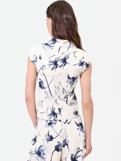 GILET CON STAMPA FLOREALE BLU NAVY