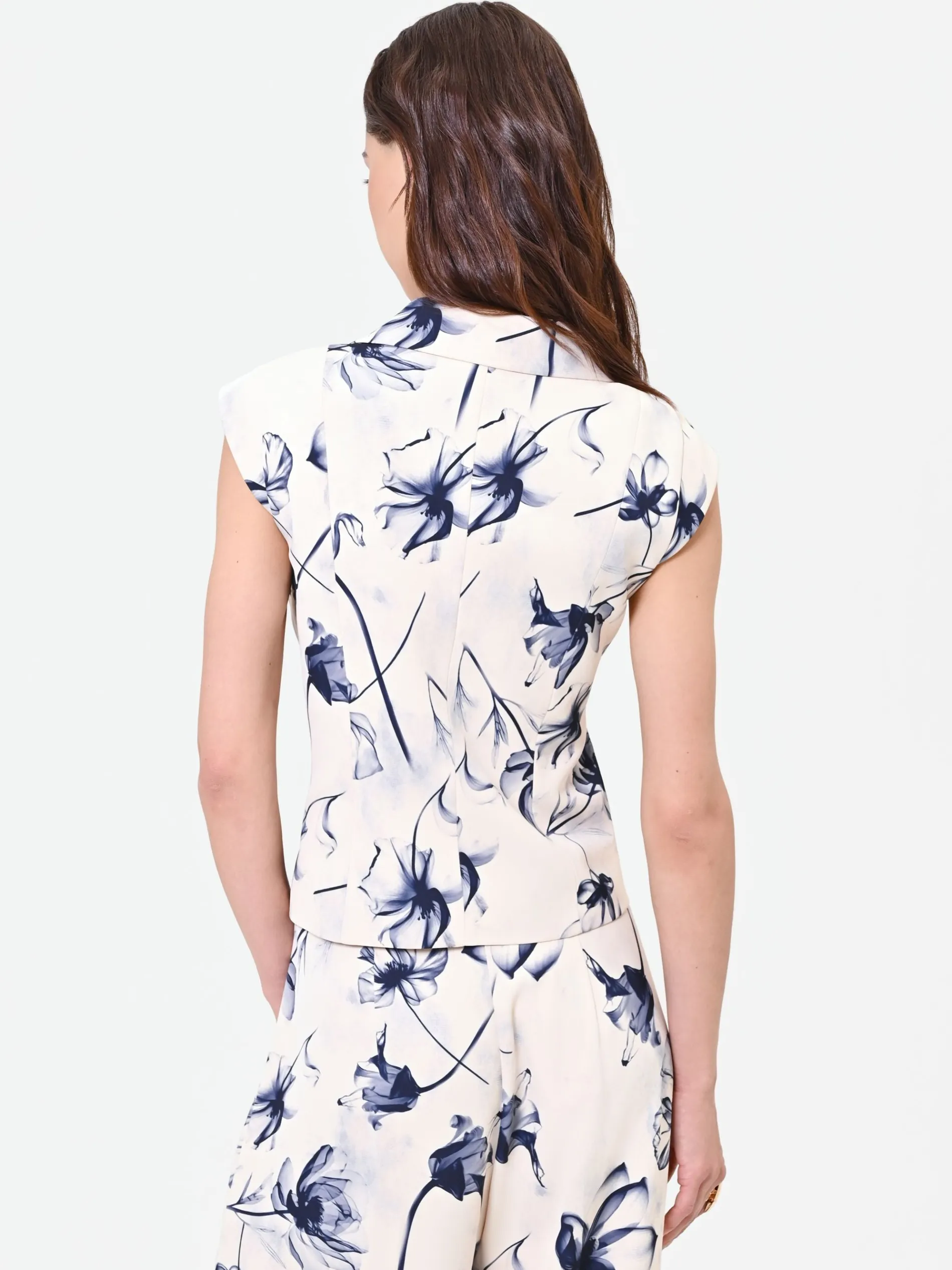 GILET CON STAMPA FLOREALE BLU NAVY