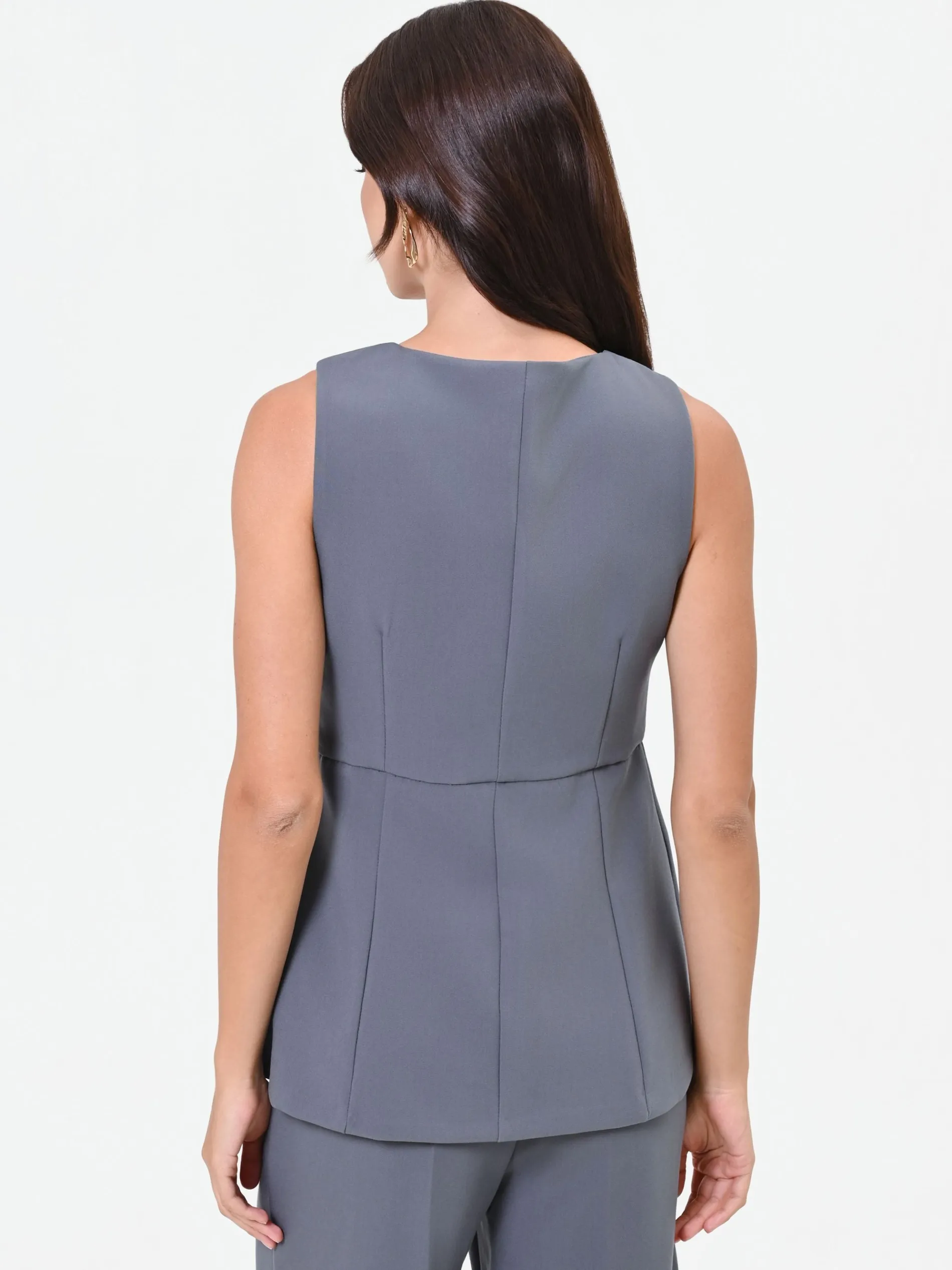 GILET GRIGIO CON PIEGHE INCROCIATE