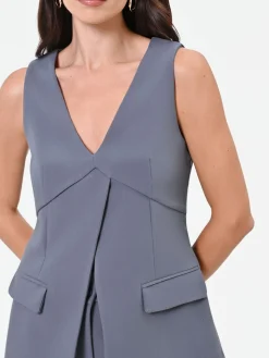 GILET GRIGIO CON PIEGHE INCROCIATE