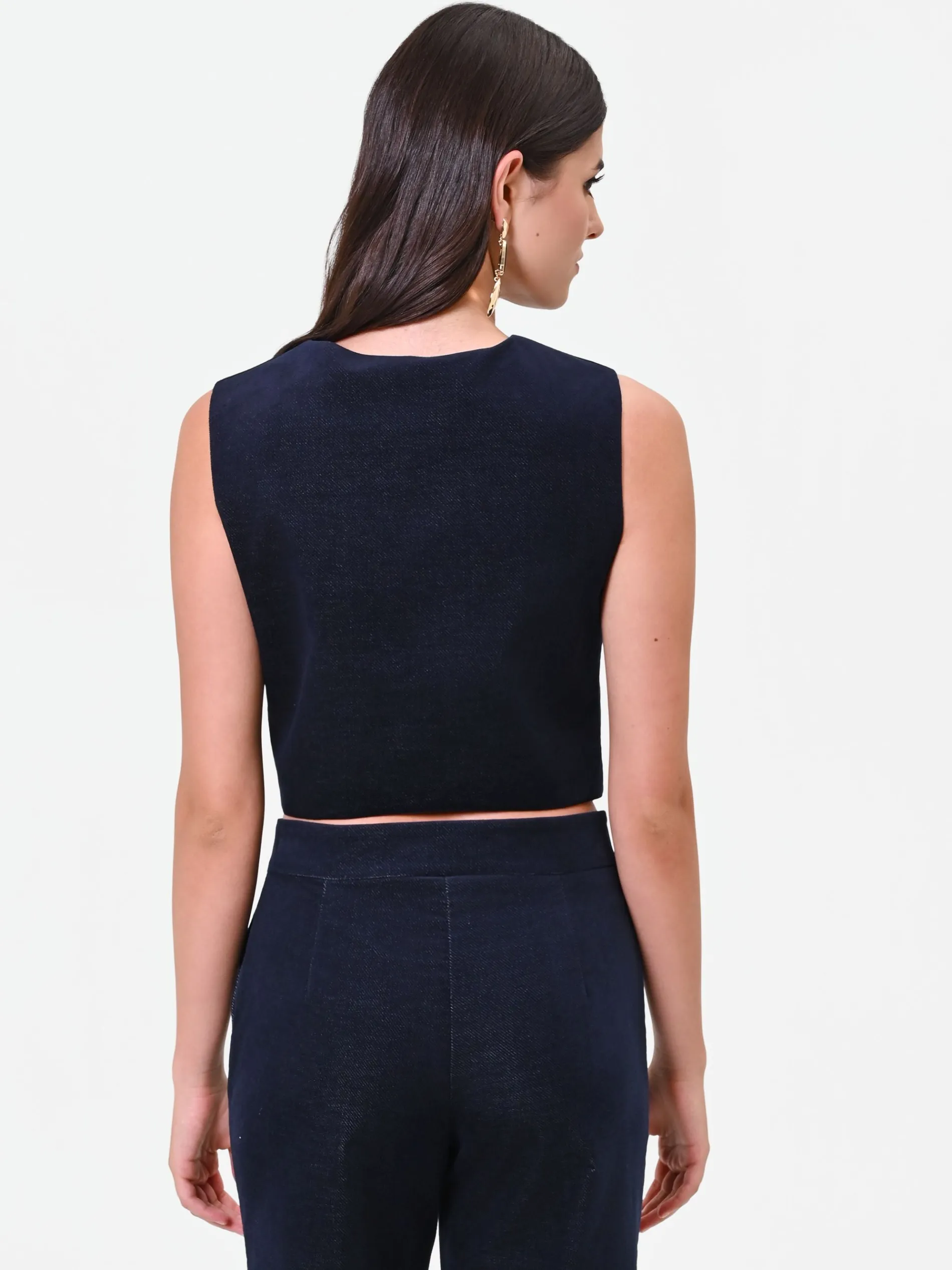 GILET IN VELLUTO BLU NAVY CON BOTTONI