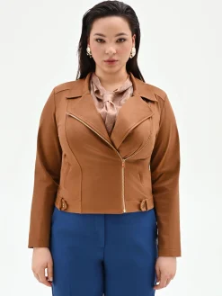 GIUBBOTTO CURVY CAMMELLO EFFETTO SCAMOSCIATO