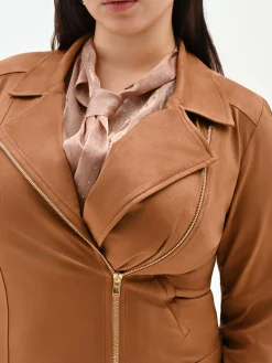 GIUBBOTTO CURVY CAMMELLO EFFETTO SCAMOSCIATO