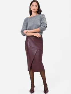 GONNA A TUBINO BORDEAUX EFFETTO PELLE