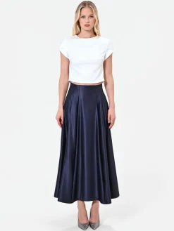 GONNA LUNGA BLU NAVY CON AMPIE PIEGHE