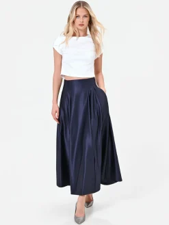 GONNA LUNGA BLU NAVY CON AMPIE PIEGHE