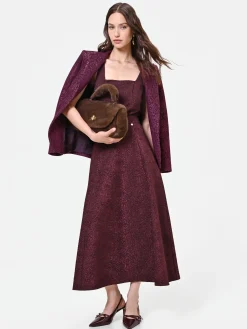 GONNA MIDI BORDEAUX INTESSUTO JACQUARD LAMÉ