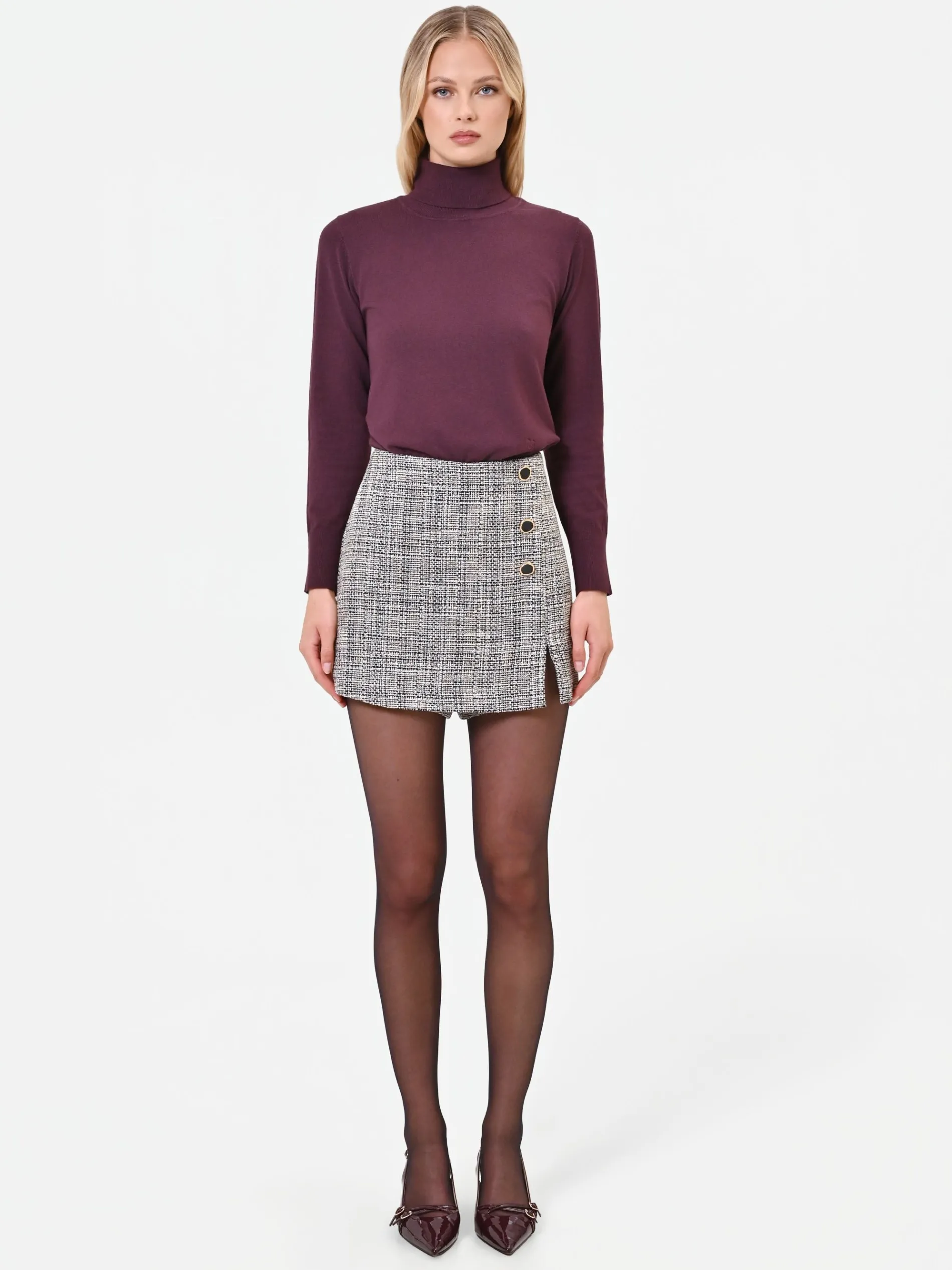 GONNA PANTALONE GRIGIO CON FANTASIA CHECK