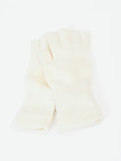 GUANTI PANNA BIANCO IN MAGLIA CON PAILLETTES