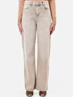 JEANS AMPI A VITA ALTA TORTORA BEIGE