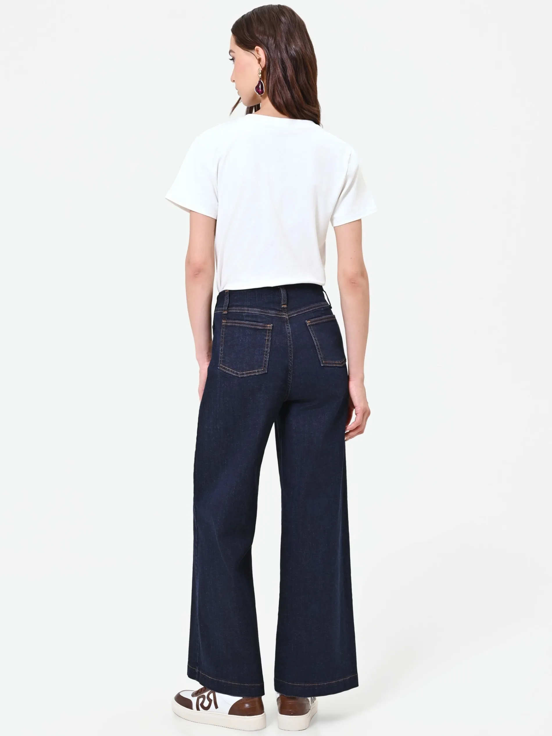 JEANS BLU NAVY A PALAZZO CON BOTTONI STILE MARINA