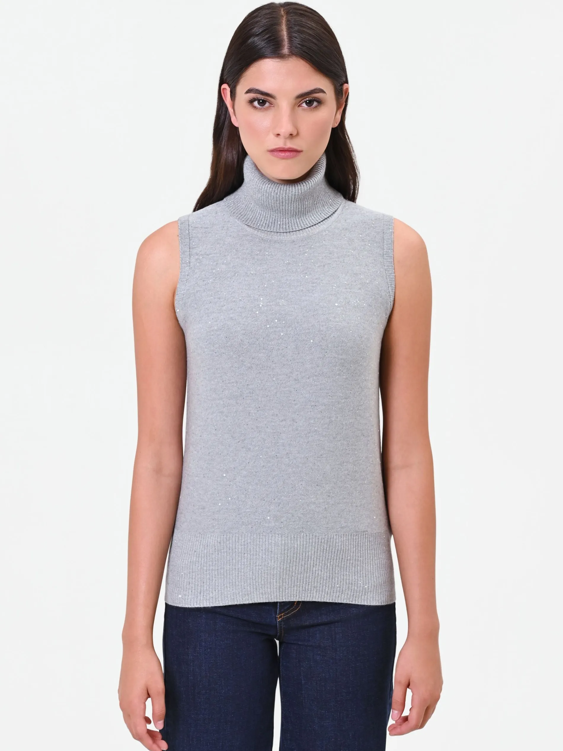 MAGLIA DOLCEVITA SMANICATA GRIGIO CHIARO