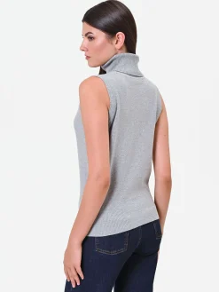 MAGLIA DOLCEVITA SMANICATA GRIGIO CHIARO