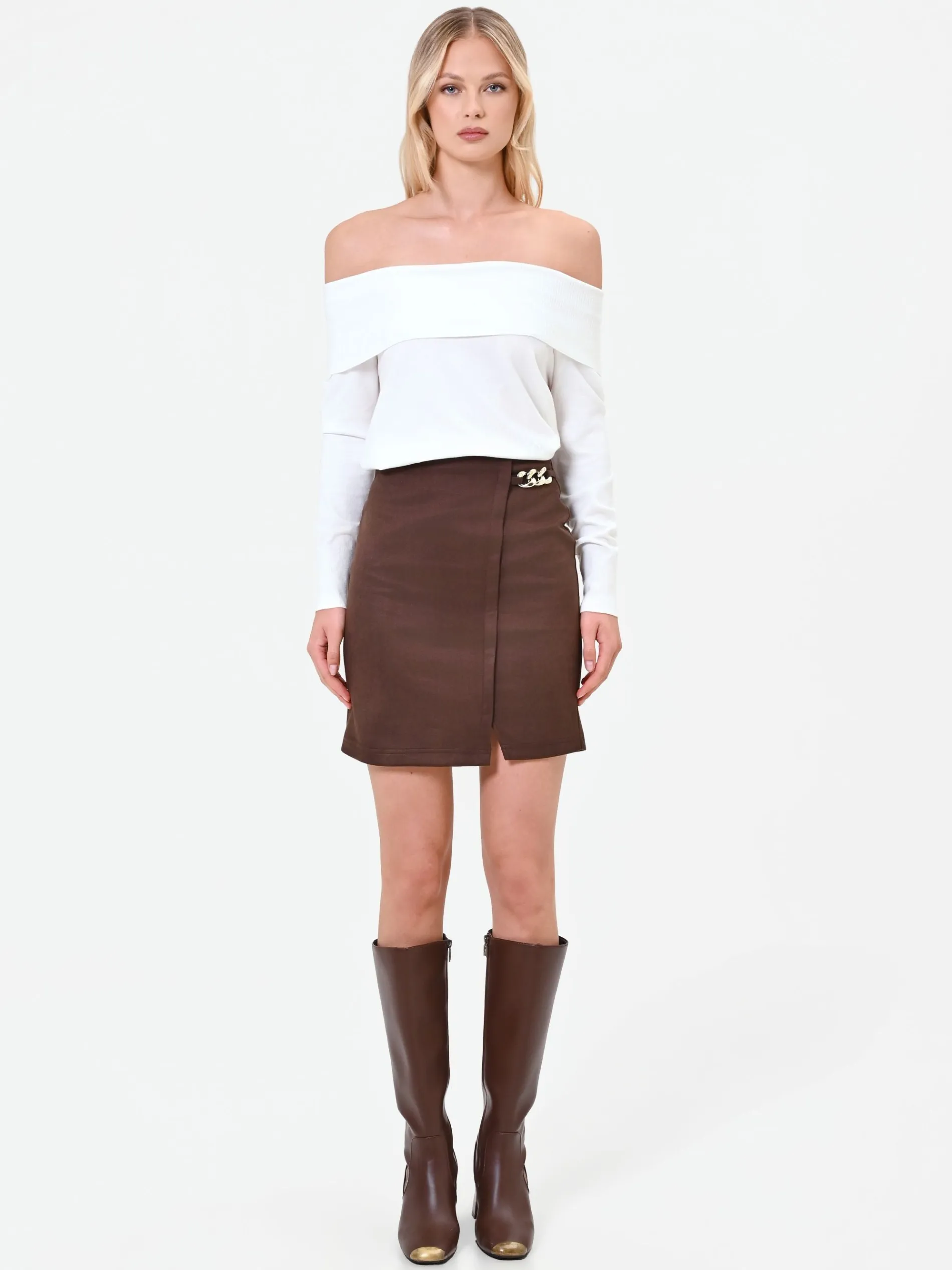 MAGLIA PANNA BIANCO CON SCOLLO OMERALE