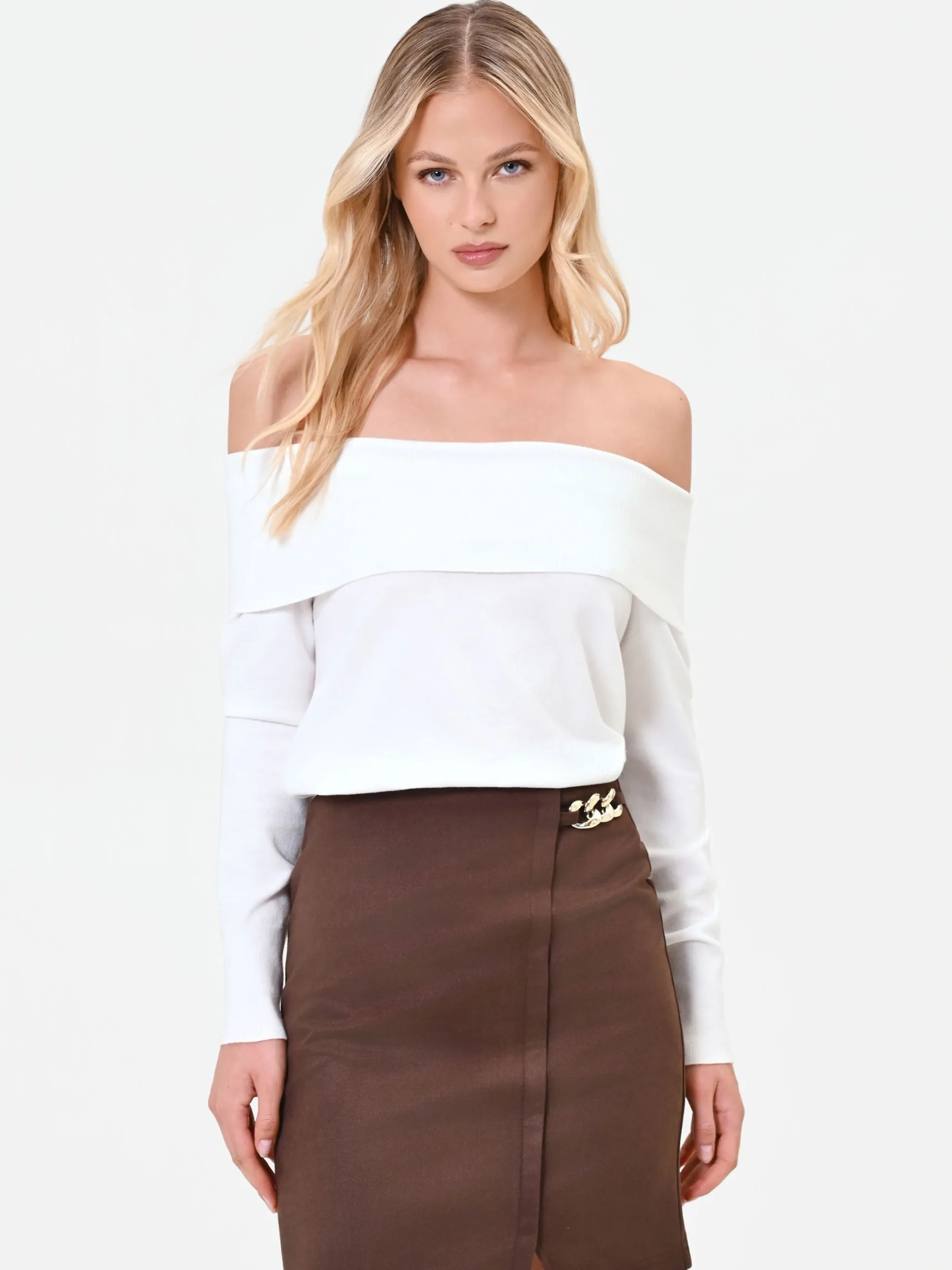MAGLIA PANNA BIANCO CON SCOLLO OMERALE