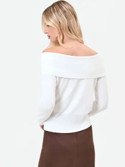 MAGLIA PANNA BIANCO CON SCOLLO OMERALE