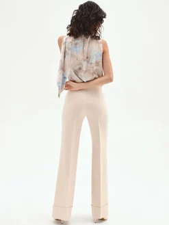 PANTALONE A PALAZZO BEIGE CHIARO CON RISVOLTO