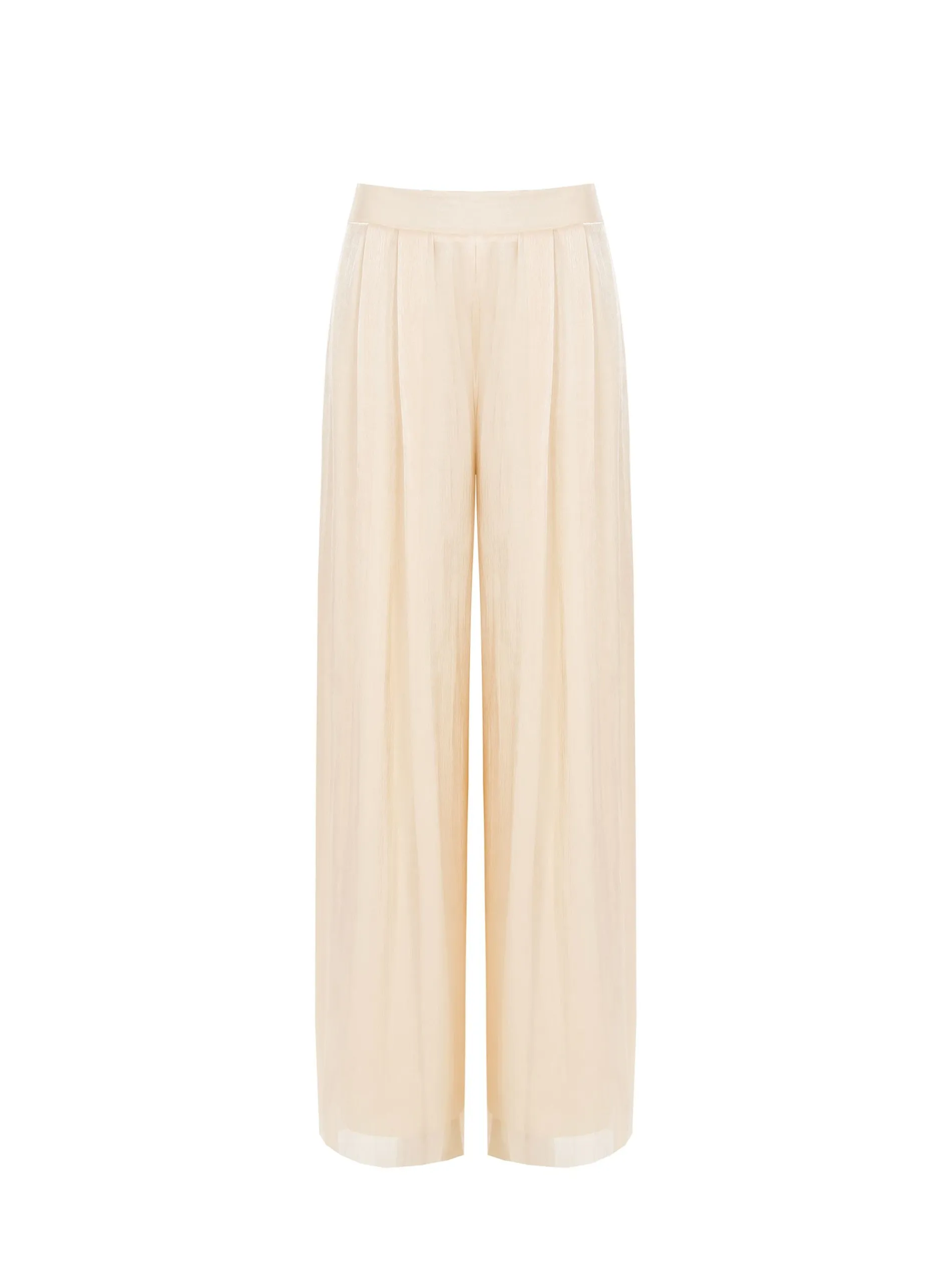 PANTALONE A PALAZZO BEIGE CHIARO IN RASO CANGIANTE