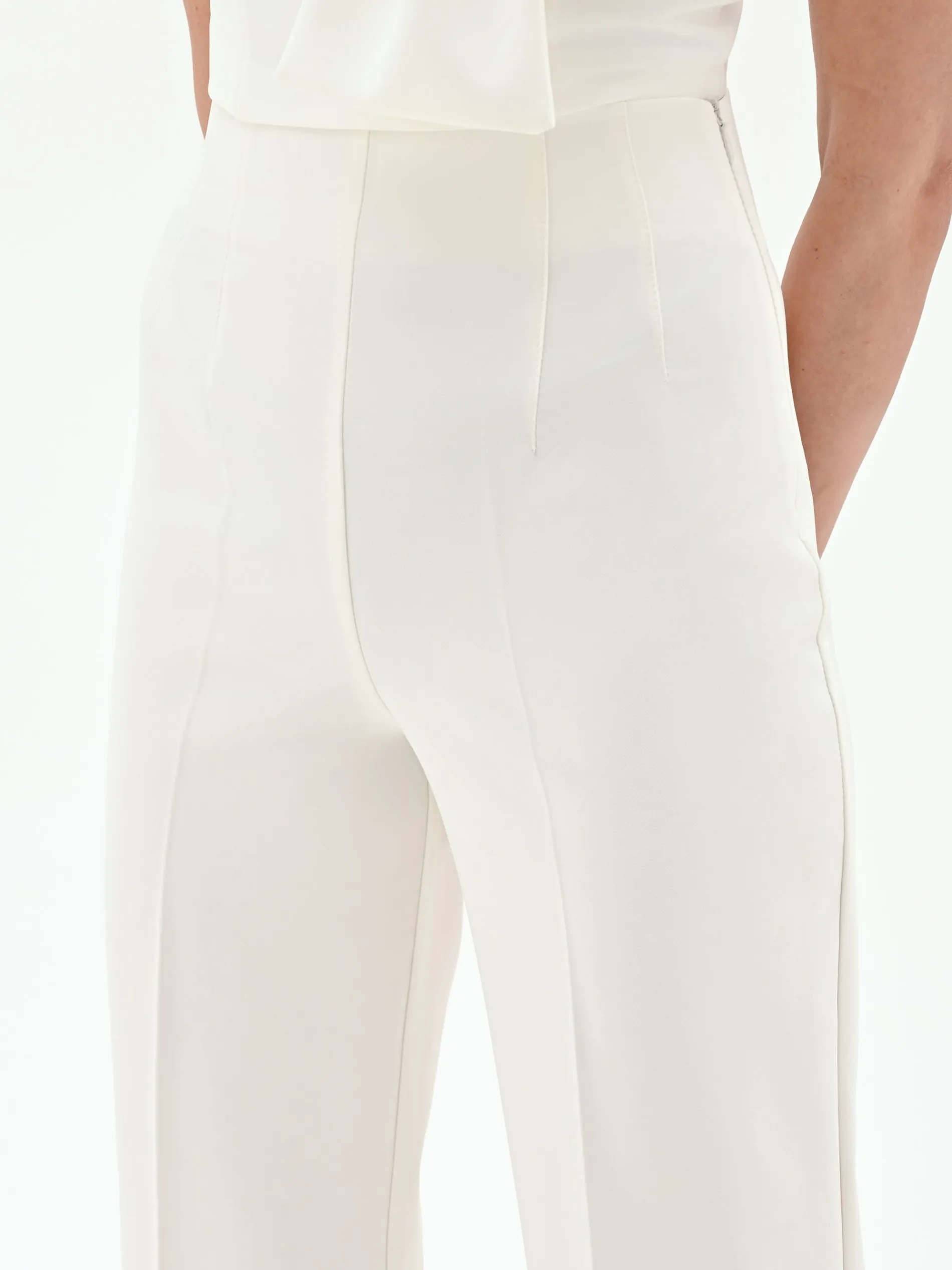 PANTALONE A PALAZZO BIANCO CON PIEGA CENTRALE
