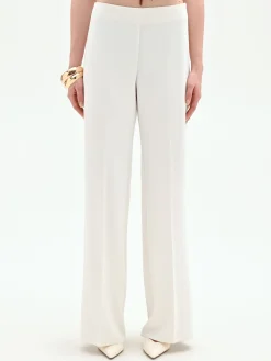 PANTALONE A PALAZZO BIANCO CON PIEGA STIRATA