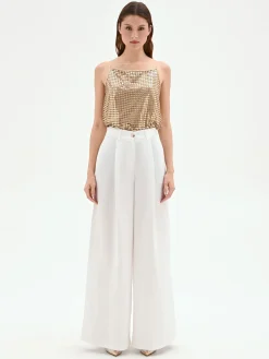PANTALONE A PALAZZO BIANCO IN VISCOSA