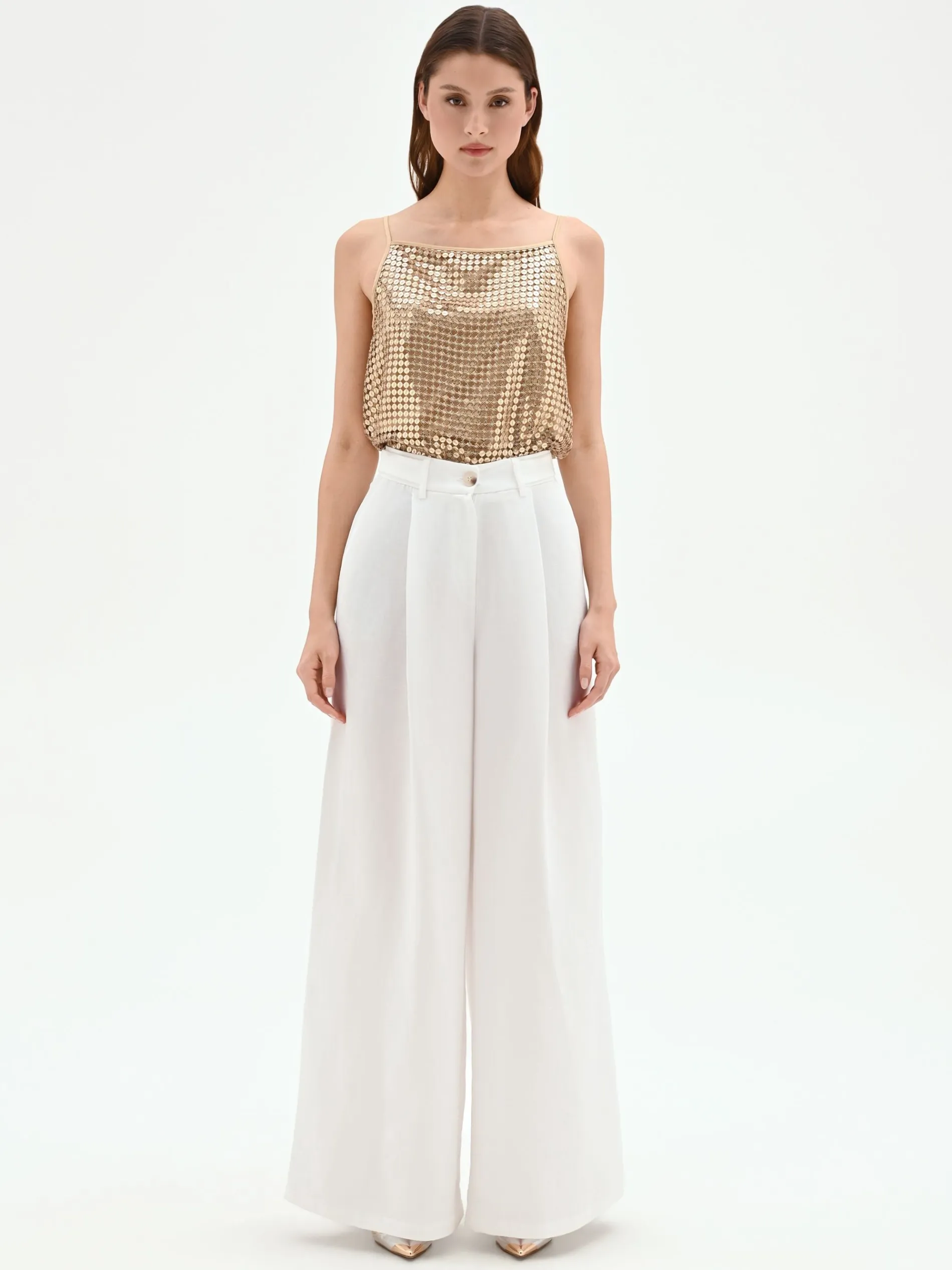 PANTALONE A PALAZZO BIANCO IN VISCOSA