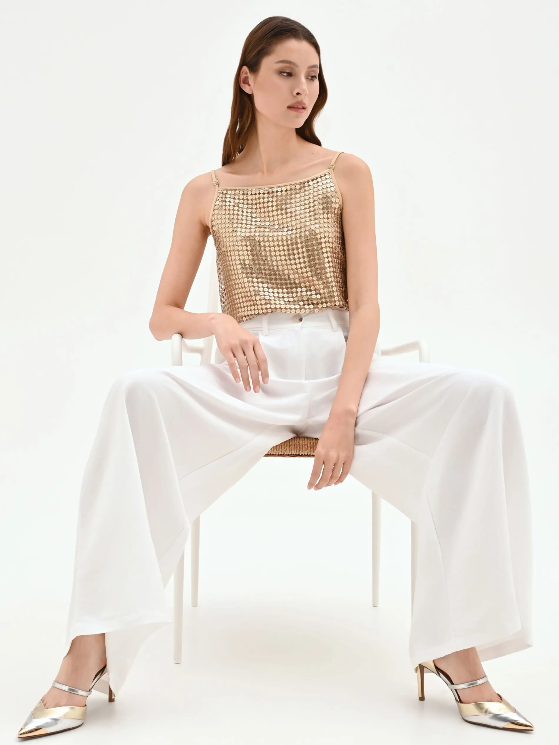 PANTALONE A PALAZZO BIANCO IN VISCOSA