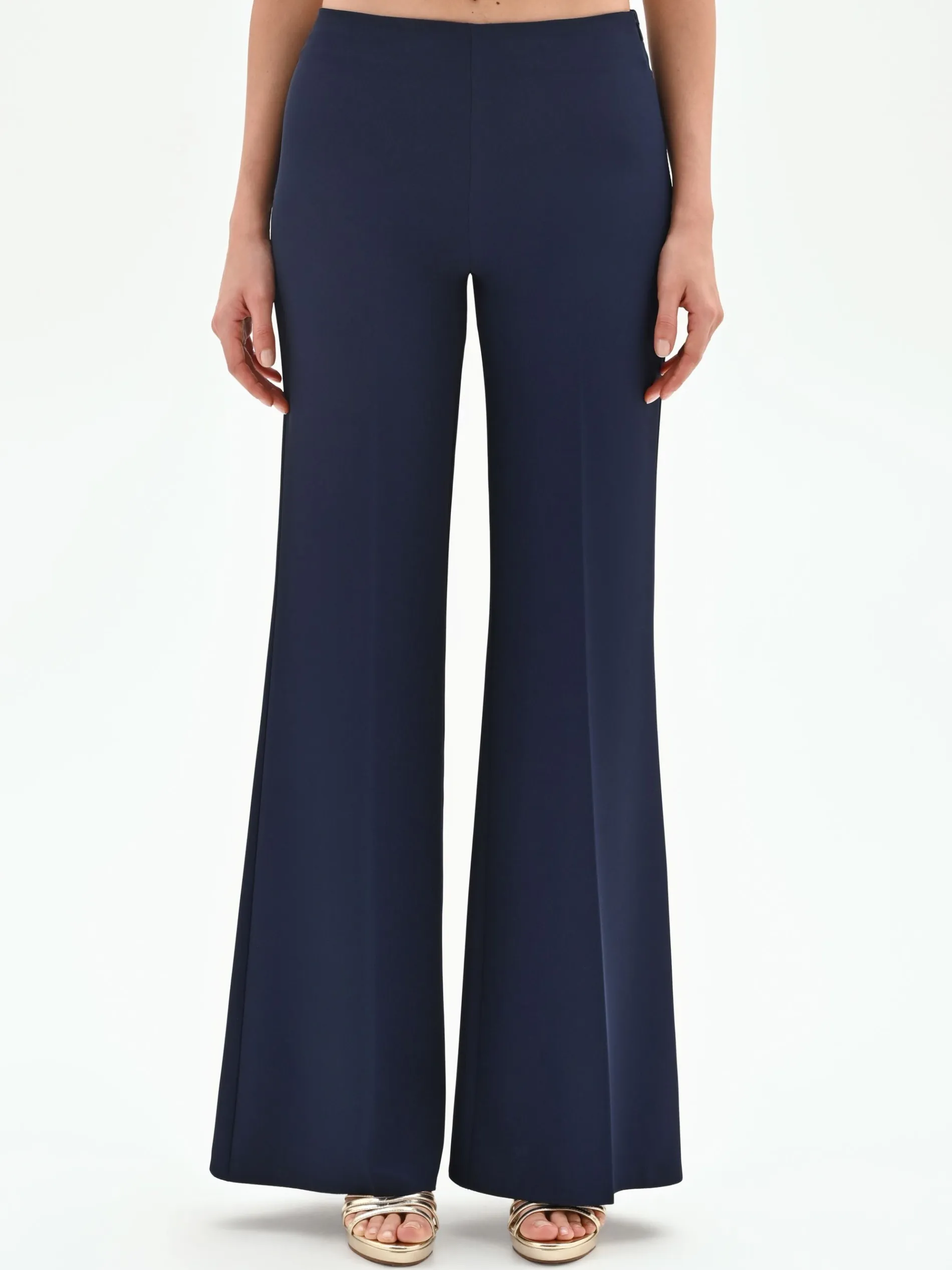 PANTALONE A PALAZZO BLU CON PIEGA STIRATA