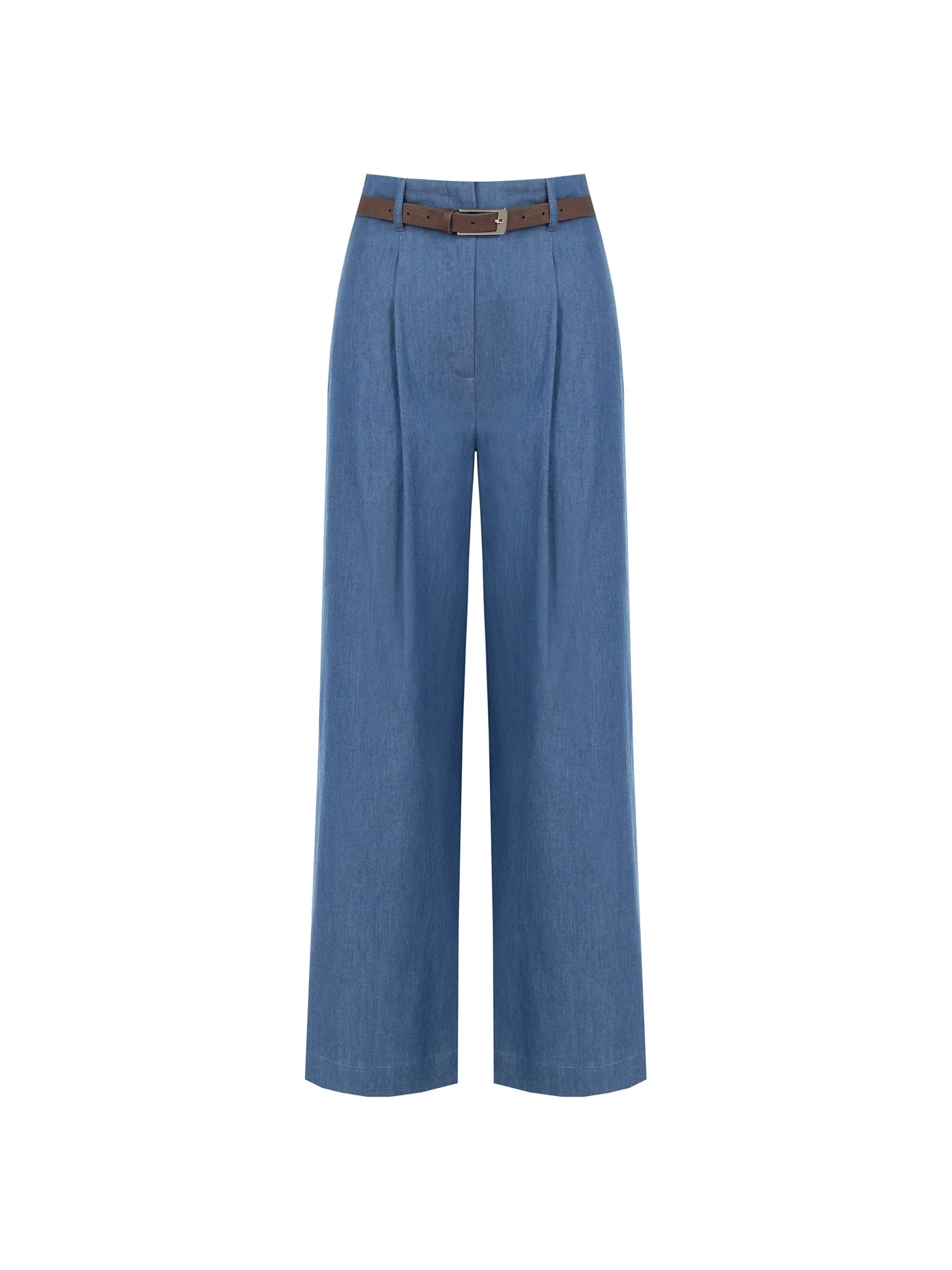 PANTALONE A PALAZZO BLU INDACO CON CINTURA