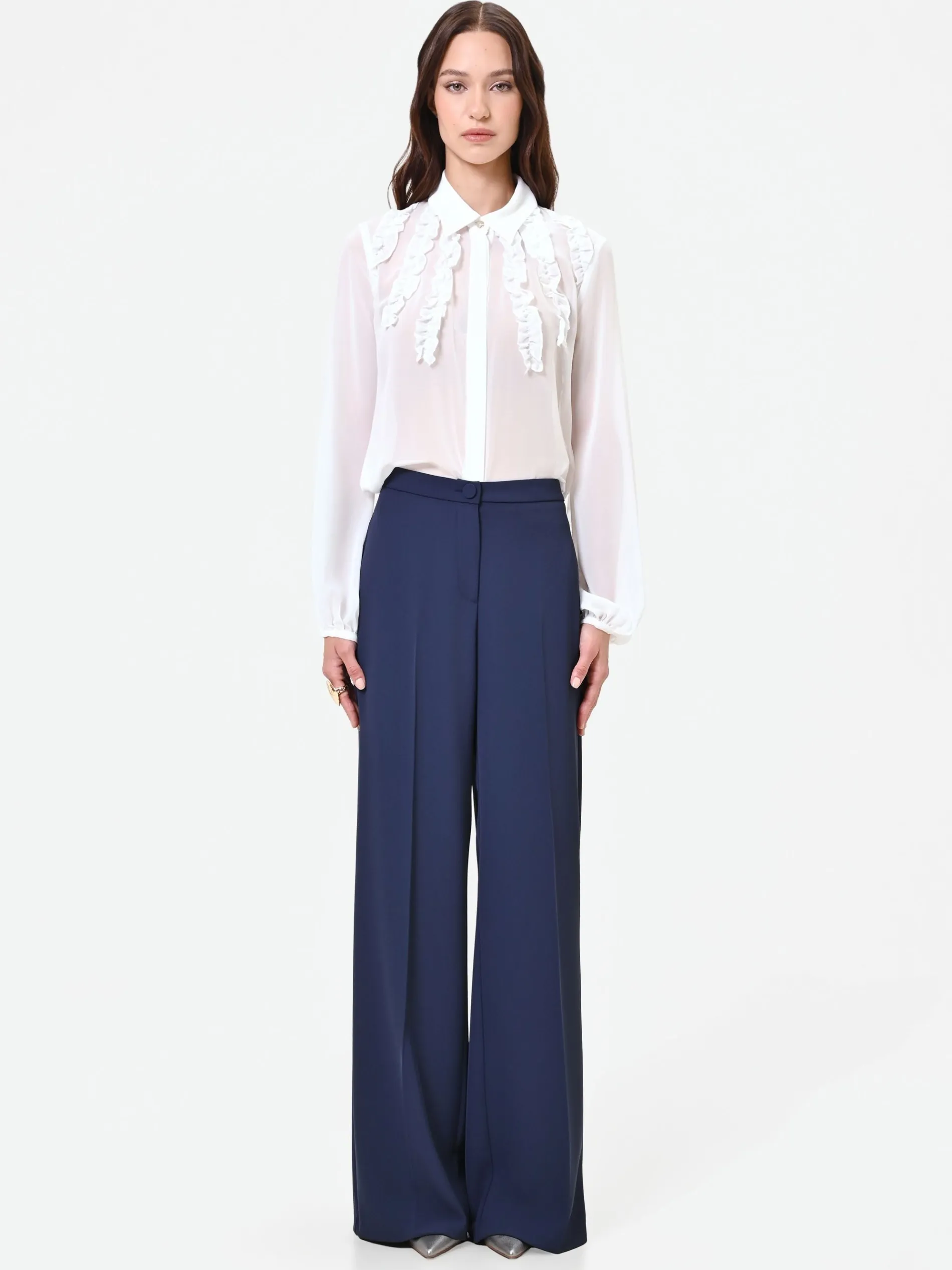 PANTALONE A PALAZZO BLU NAVY DALLA LINEA FLUIDA