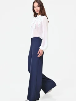 PANTALONE A PALAZZO BLU NAVY DALLA LINEA FLUIDA