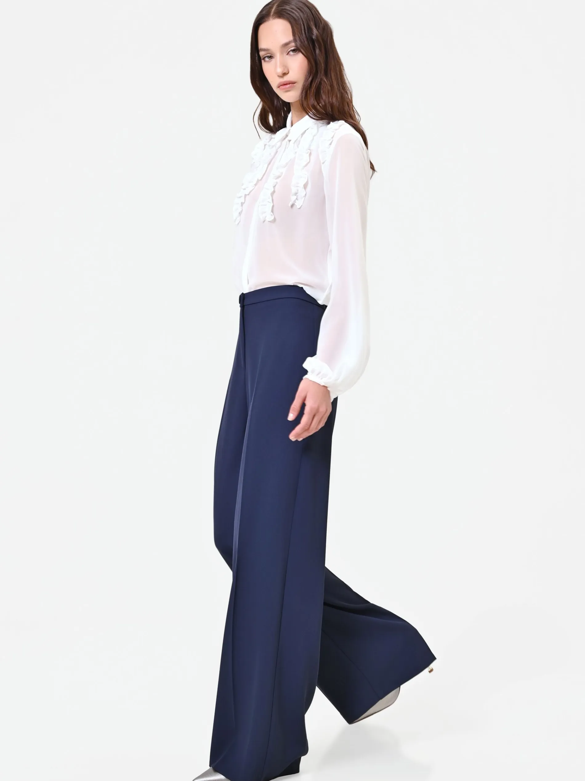 PANTALONE A PALAZZO BLU NAVY DALLA LINEA FLUIDA