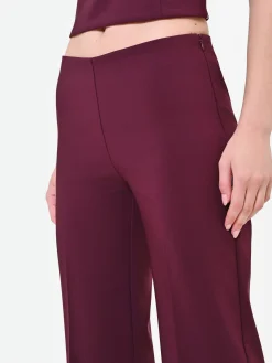 PANTALONE A PALAZZO BORDEAUX ROSSO CON PIEGA STIRATA
