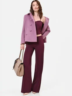 PANTALONE A PALAZZO BORDEAUX ROSSO CON PIEGA STIRATA