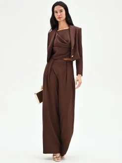PANTALONE A PALAZZO CIOCCOLATO A VITA ALTA
