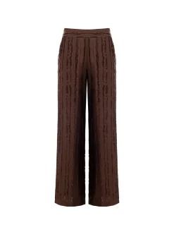 PANTALONE A PALAZZO CIOCCOLATO IN JACQUARD