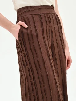 PANTALONE A PALAZZO CIOCCOLATO IN JACQUARD