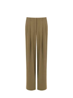 PANTALONE A PALAZZO FANGO MARRONE IN CADI