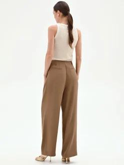 PANTALONE A PALAZZO FANGO MARRONE IN CADI