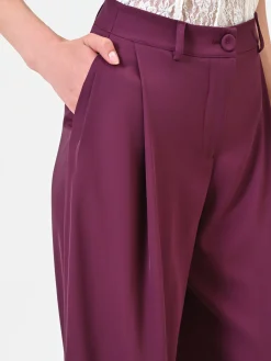 PANTALONE A PALAZZO FLUIDO BORDEAUX ROSSO