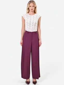 PANTALONE A PALAZZO FLUIDO BORDEAUX ROSSO