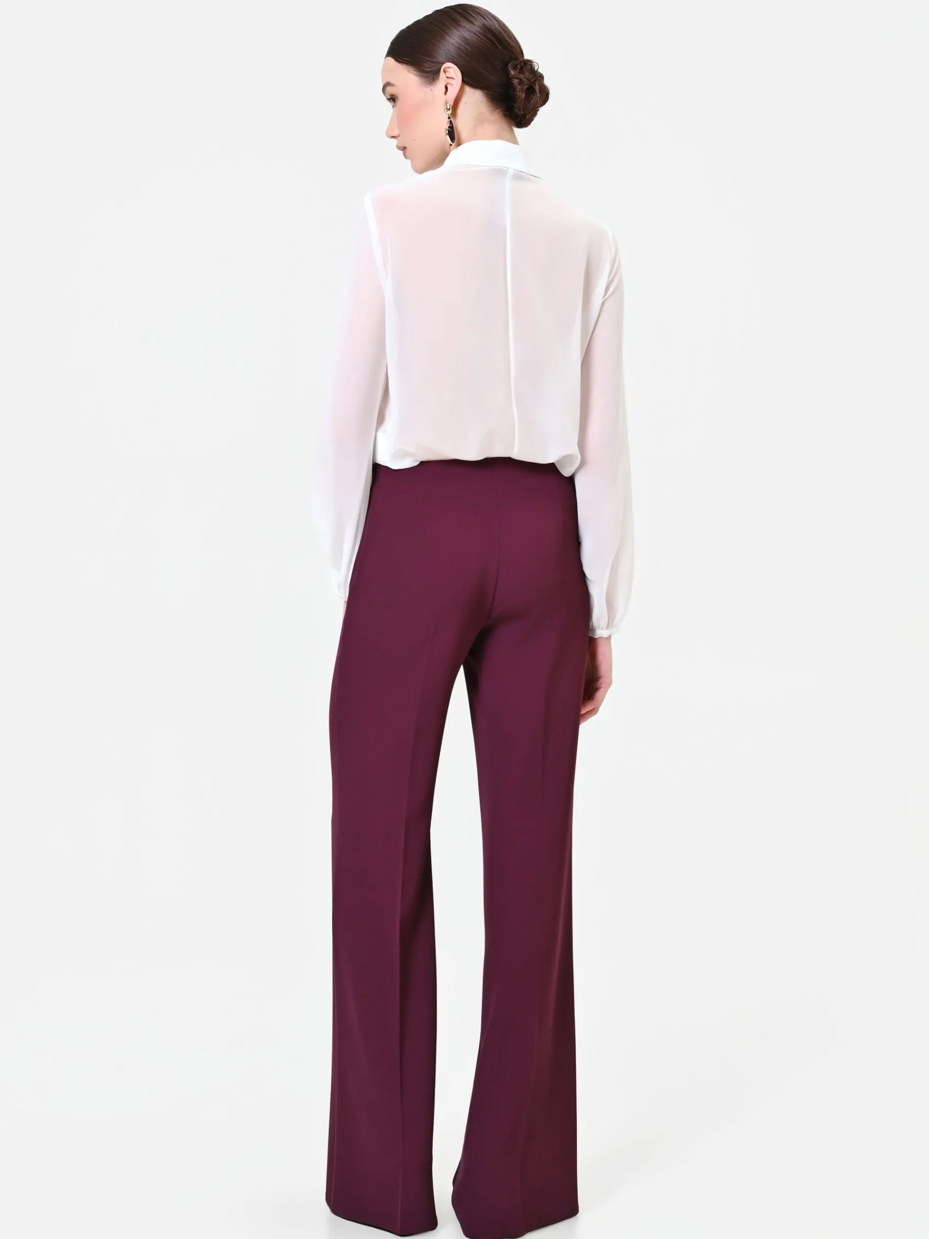 PANTALONE A PALAZZO FLUIDO BORDEAUX