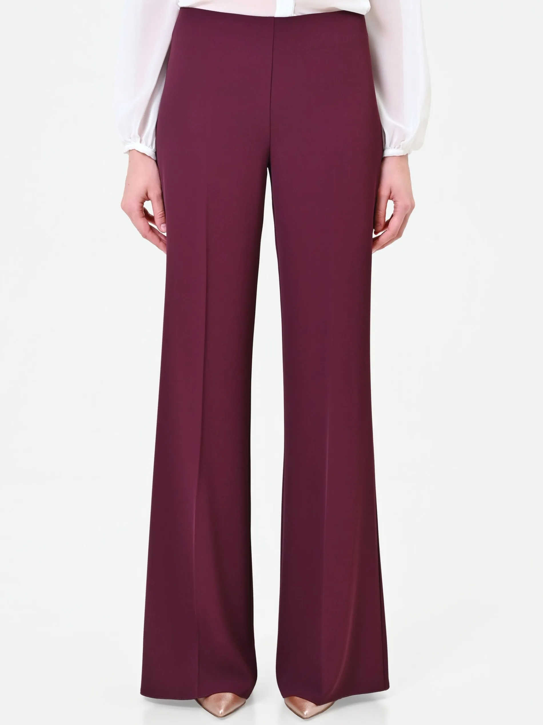 PANTALONE A PALAZZO FLUIDO BORDEAUX